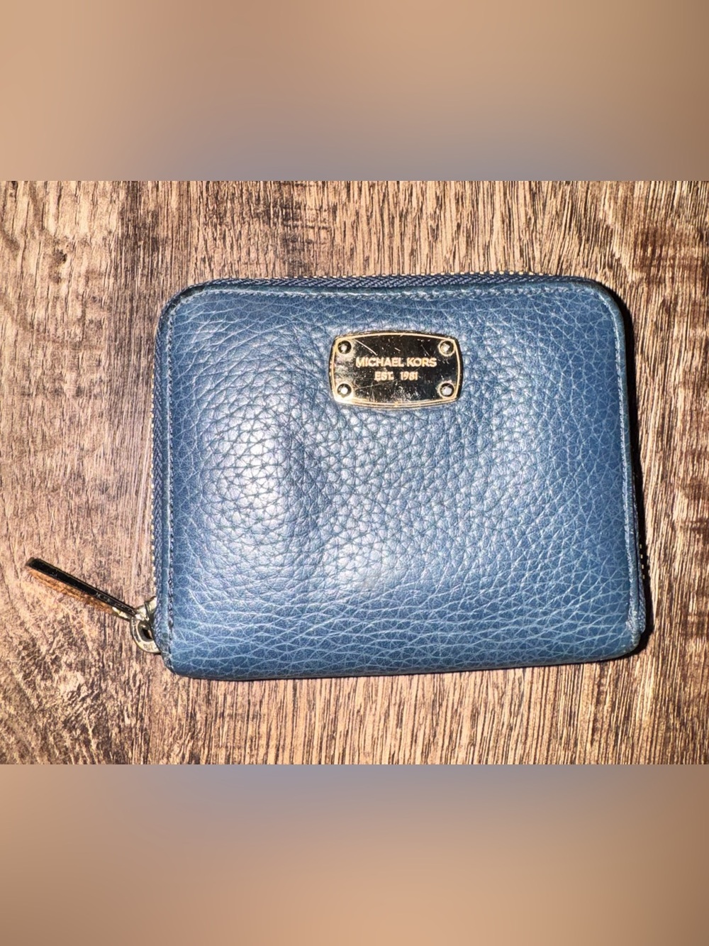 Michael Kors Navy Pebbled Leather Zip Wallet